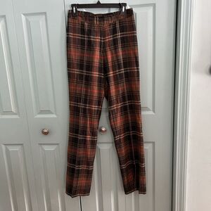 Y2K Suzette Plaid Wool Pants S/M Grunge Preppy Academia Brown Black Orange